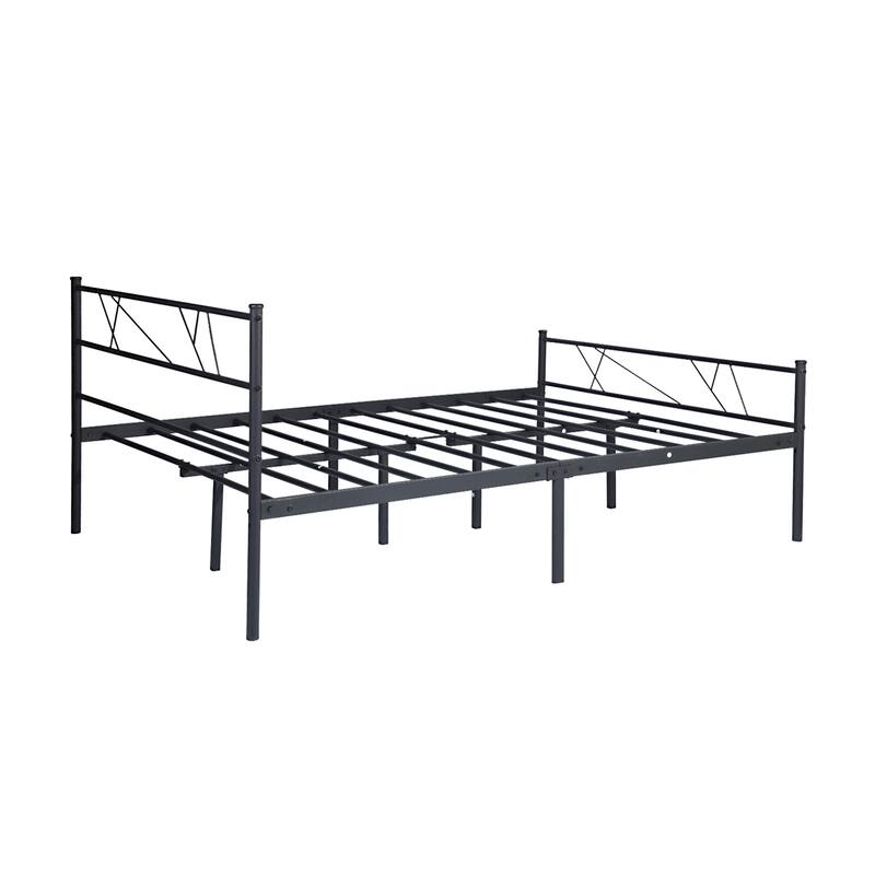 Black Metal Full Size Bed Nordic Style, Sturdy Iron Construction, Easy Assembly, Large Under